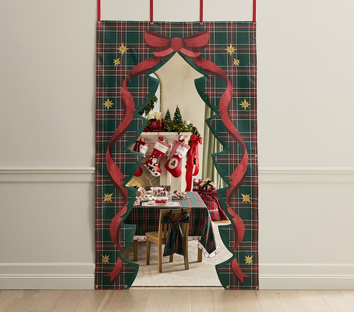 Plaid Christmas Tree Cutout Door Tapestry | Pottery Barn Kids