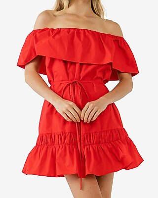 English Factory Off the Shoulder Mini Dress | Express