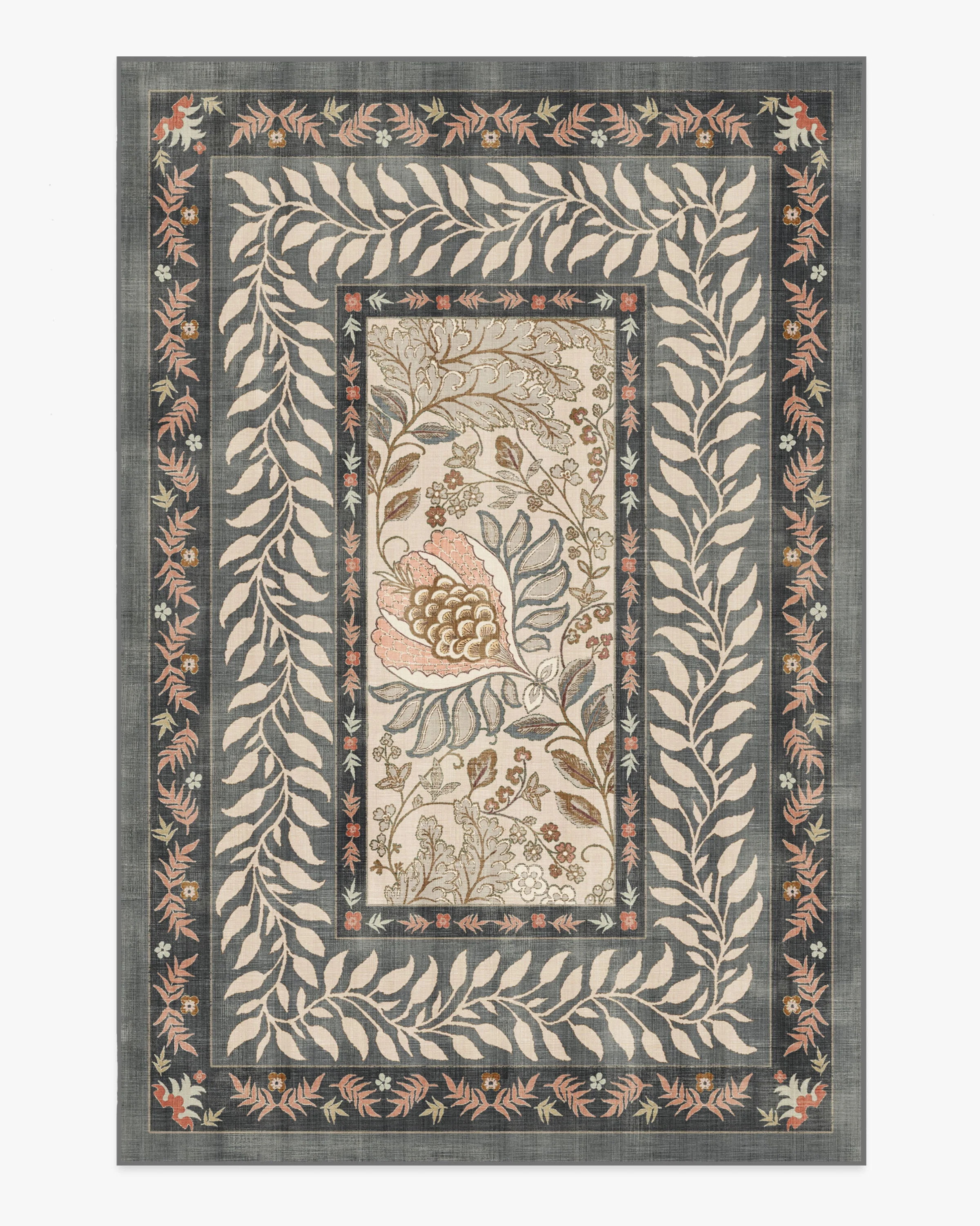 Provence Grey & Coral Rug | Ruggable