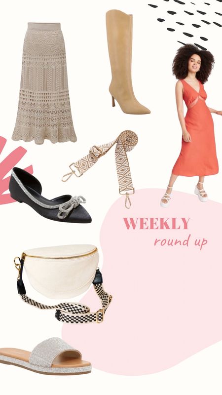 Weekly roundup - Jan 23

Calf boots
Knit modo skirt
Lace dress
Canva belt bag
Rhinestone slides
Rhinestone bow flats
Bag strap