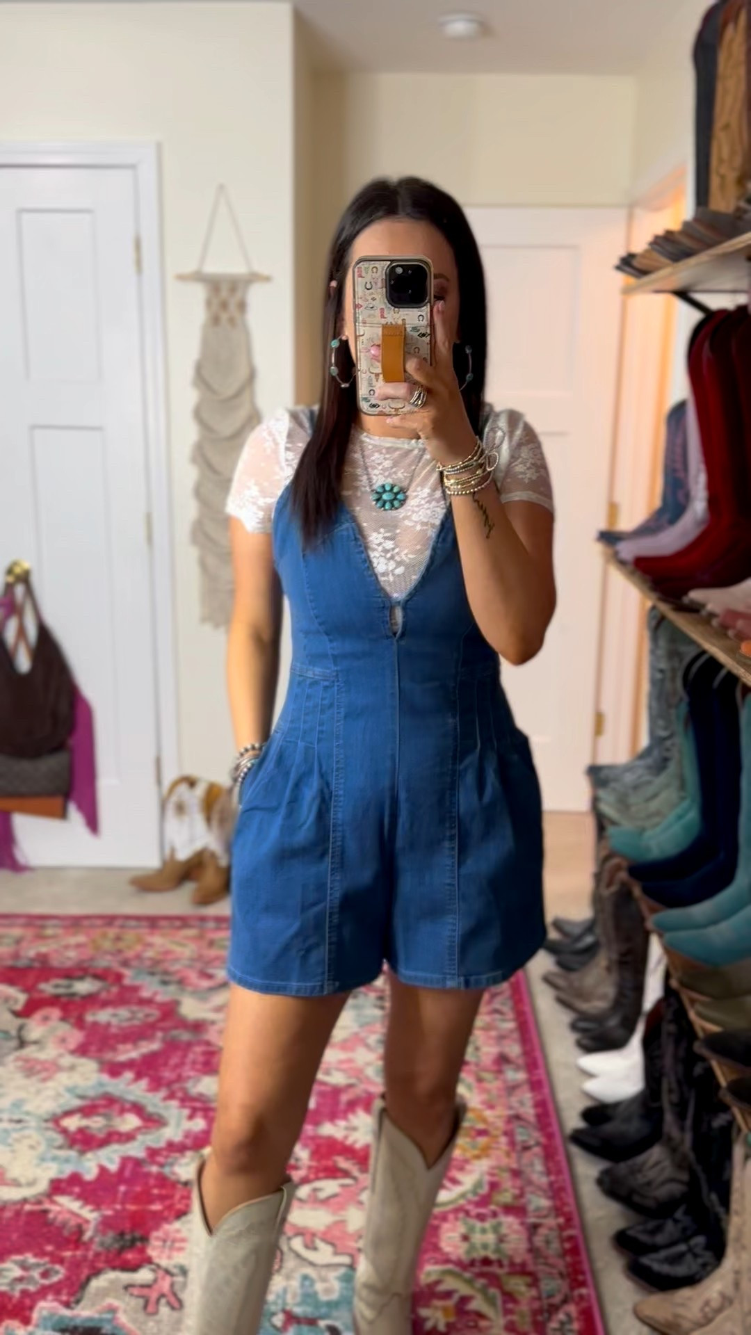 Wearing a medium in the denim romper great for Country concert Rodeo Amazon fit Amazon outfit, spring western fashion cowgirl ￼

#LTKootd #LTKTravel