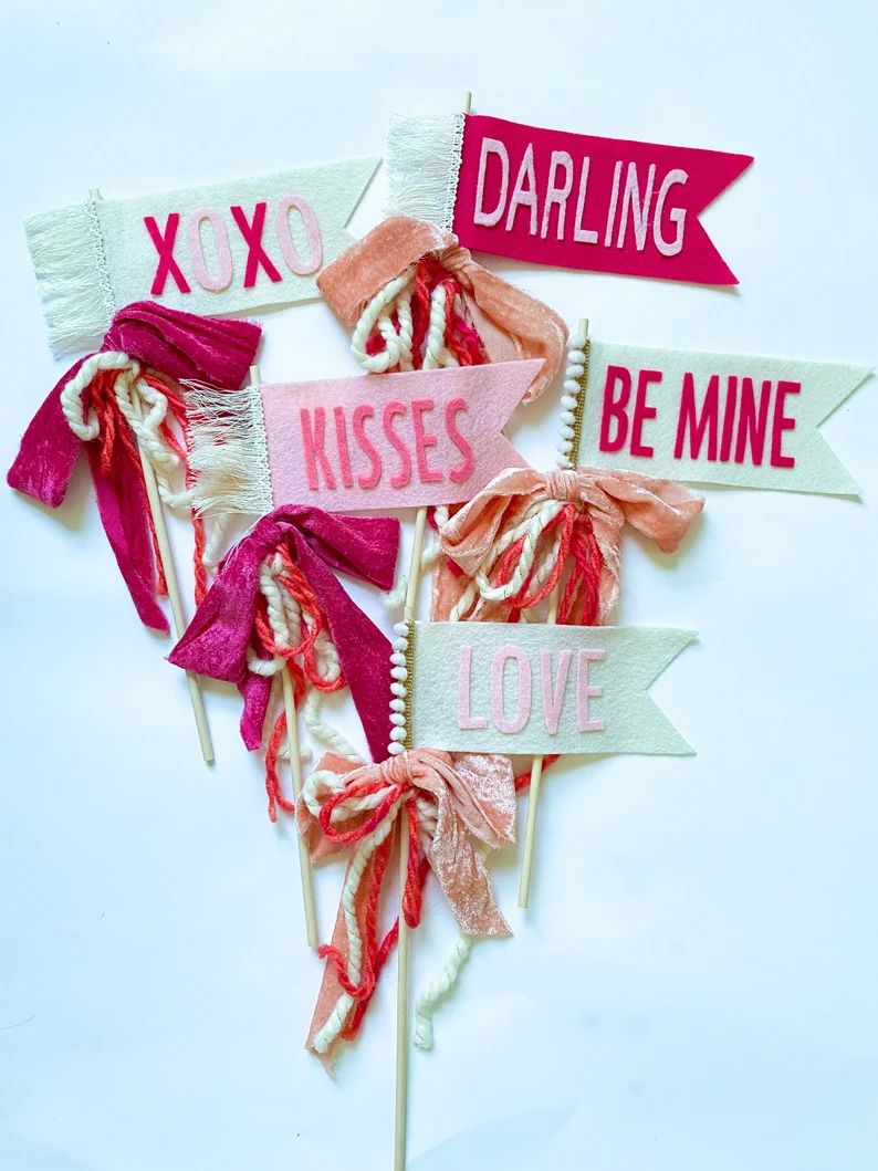 Valentine’s Day Pennant, Valentine’s Day Flag, Valentine’s Day Decor, Valentine's Day Wand | Etsy (US)