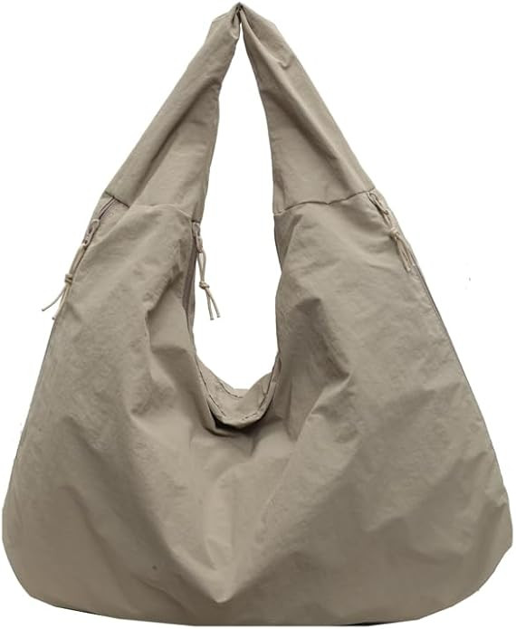 Slouchy Hobo Bag for Women Nylon Tote Bag with Multipockets Solid Color Draped Hobo Bag Large Sho... | Amazon (US)