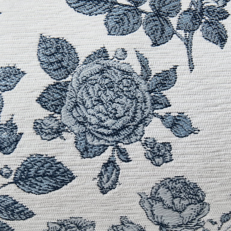 Floral Toile Bolster Decorative Pillow, Blue and White, 16" x 8", by My Texas House | Walmart (US)