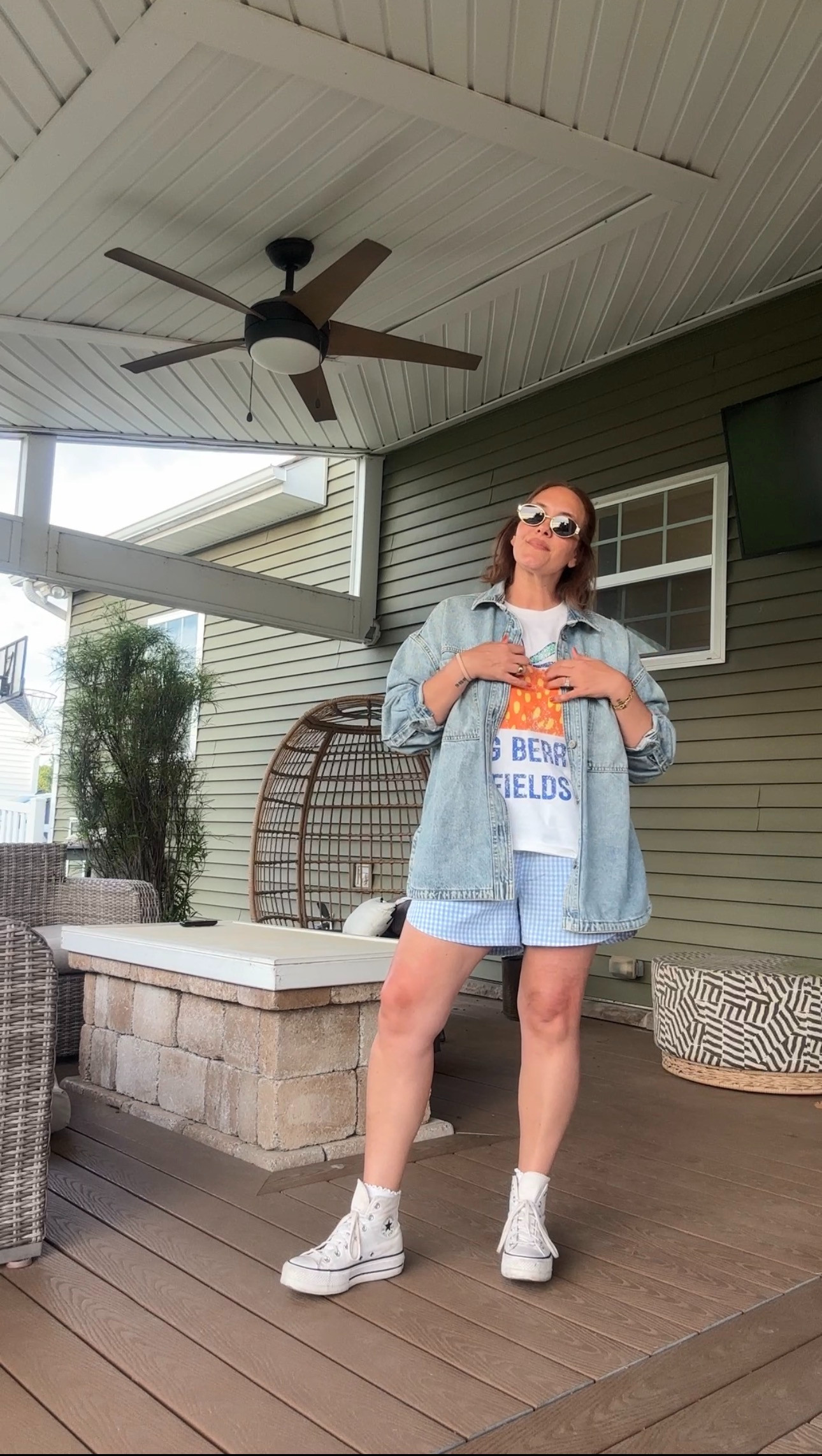 medium in the top and bottom...the shorts have an elastic waist and are so good!  

 #LTKgrwm #LTKootd #LTKmomlife
