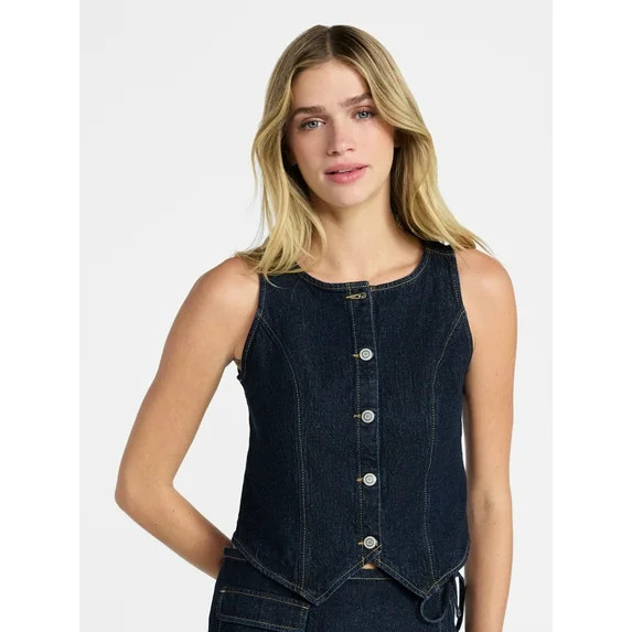 No Boundaries Cropped Denim Vest, Women’s XXS-XXL | Walmart (US)