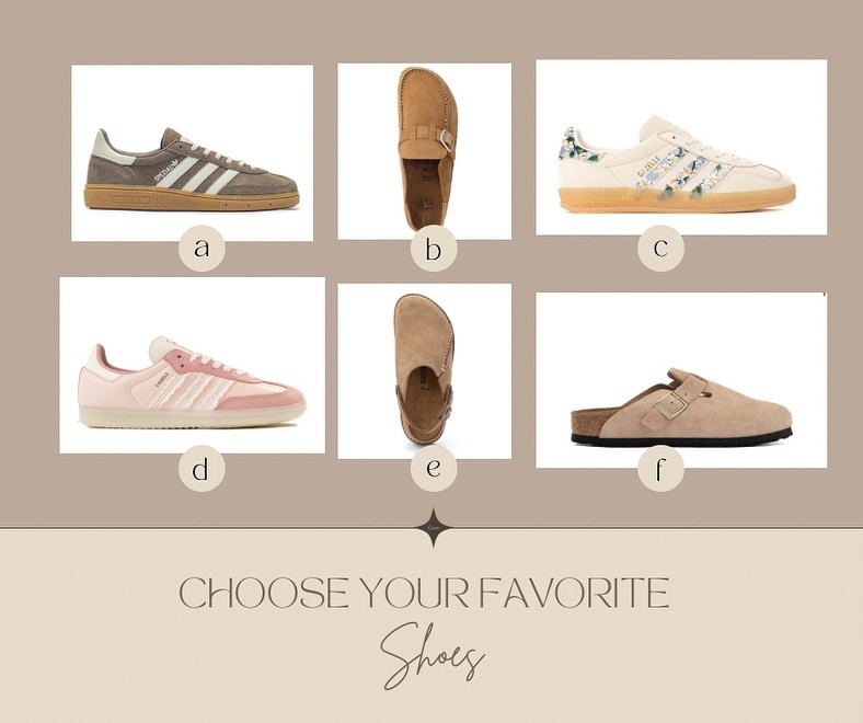 help me decide 👟🍂 which one’s your fave—a, b, c, d, e,or f? drop your letter 👇 #journeysshoes #birkenstock #samba #gazelle #shoes #trendy

#LTKootd #LTKmomlife #LTKdayinmylife