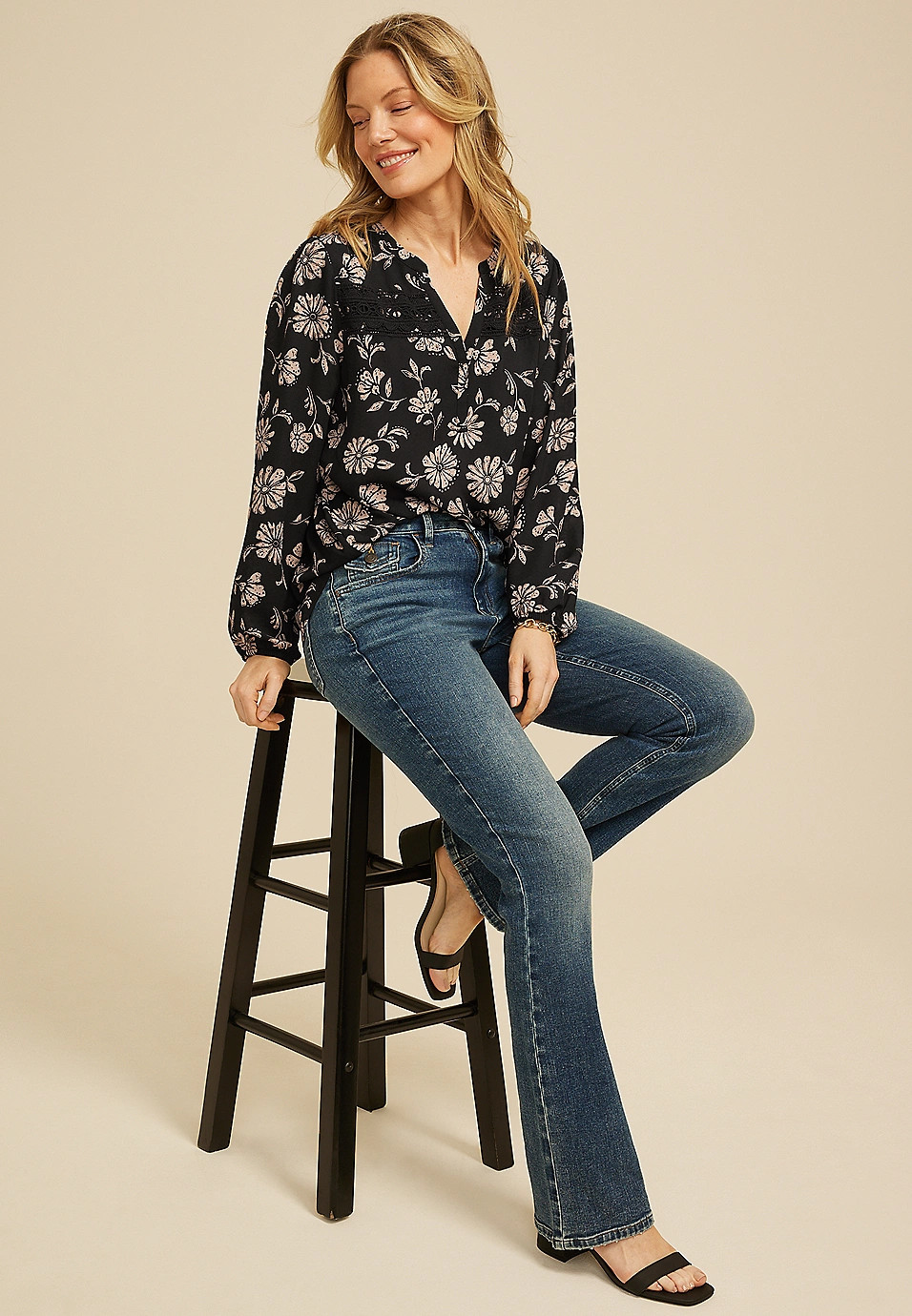 Floral Crochet Trim Blouse | Maurices