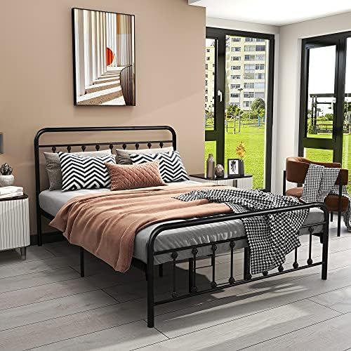 BOFENG Queen Metal Platform Bed Frame with Storage Vintage Bed Frame with Headboard and Footboard... | Amazon (CA)