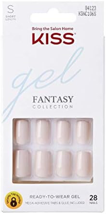 KISS Gel Fantasy Ready-to-Wear Press-On Gel Nails, “Here I Am”, Short, White, Nail Kit with 2... | Amazon (US)