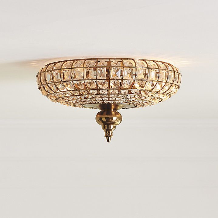 Lucille Faceted Crystal Ceiling Mount with Antique Brass Finish & Handcrafted Details | Ballard Designs, Inc.