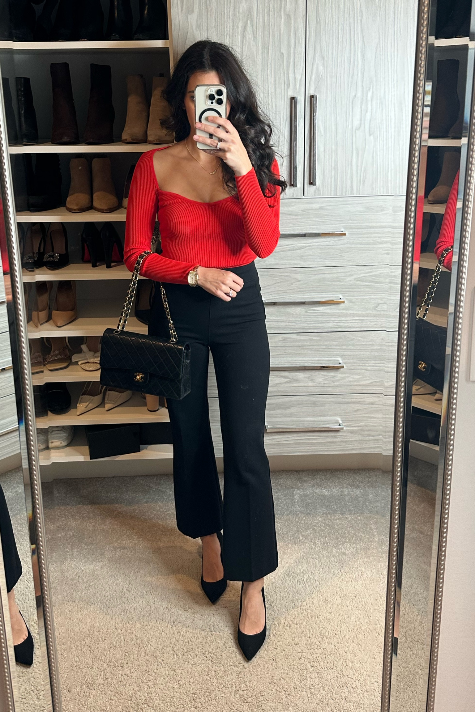 Winter date night outfit / Spanx black pants size small and use discount code celinexspanx 

#LTKParties #LTKStyleTip