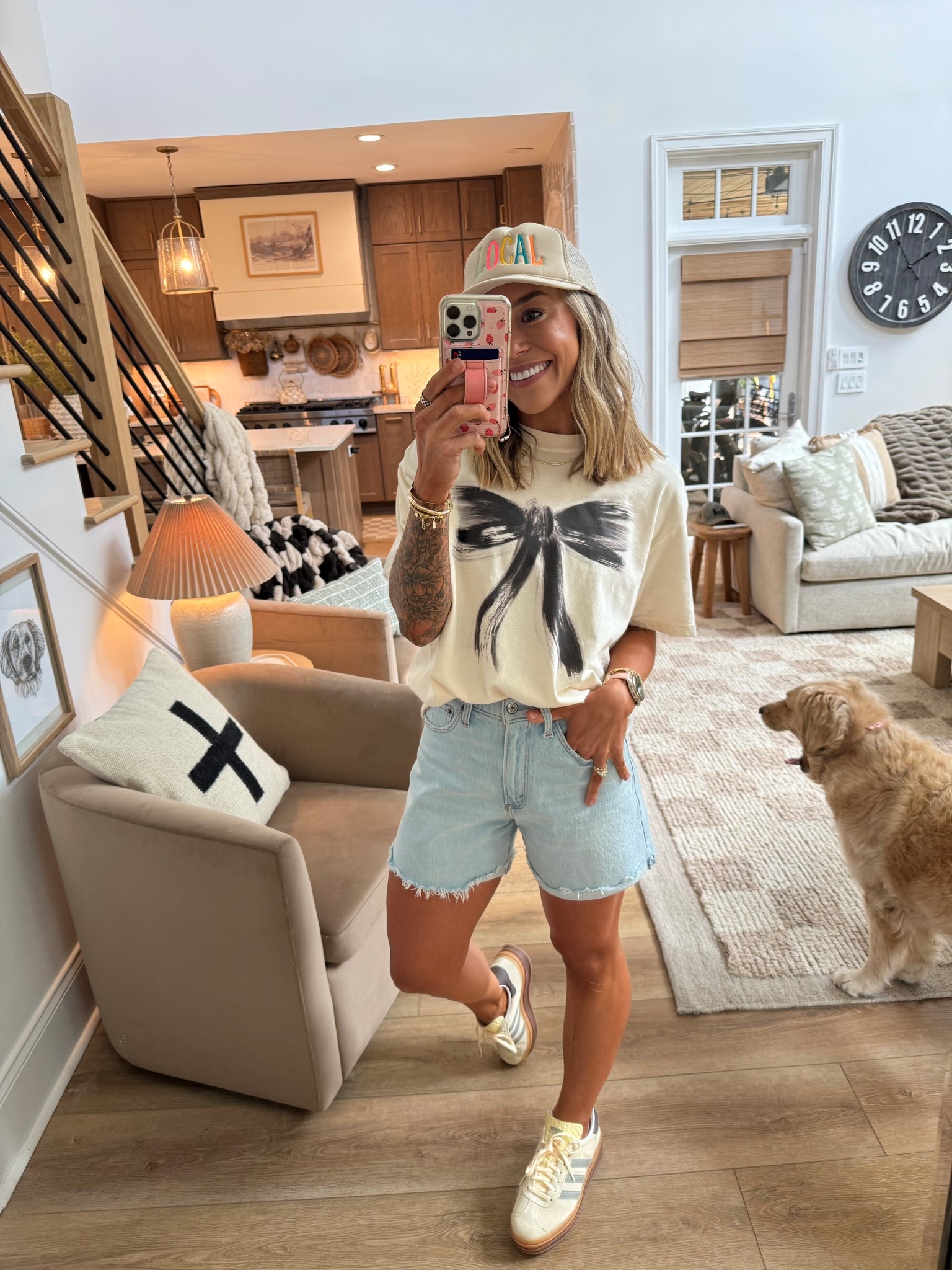 Some darling fresh Spring graphics from Mountain Moverz🌼☺️🙌🏼 we have a 25% off discount code today as well - HOLLEY25 to save! 🤎 I typically do a L in their tees for an oversized / comfy fit! + — the first 50 people to use my code today will get this free LOCAL hat 🌈

Shorts are last year Abercrombie but I linked the version from this year — high rise dad short ✨ & my adidas gazelles, size down a 1/2 size! 

Spring outfit / comfy & casual / MM / florals / styling graphic tees / denim / Holley Gabrielle 