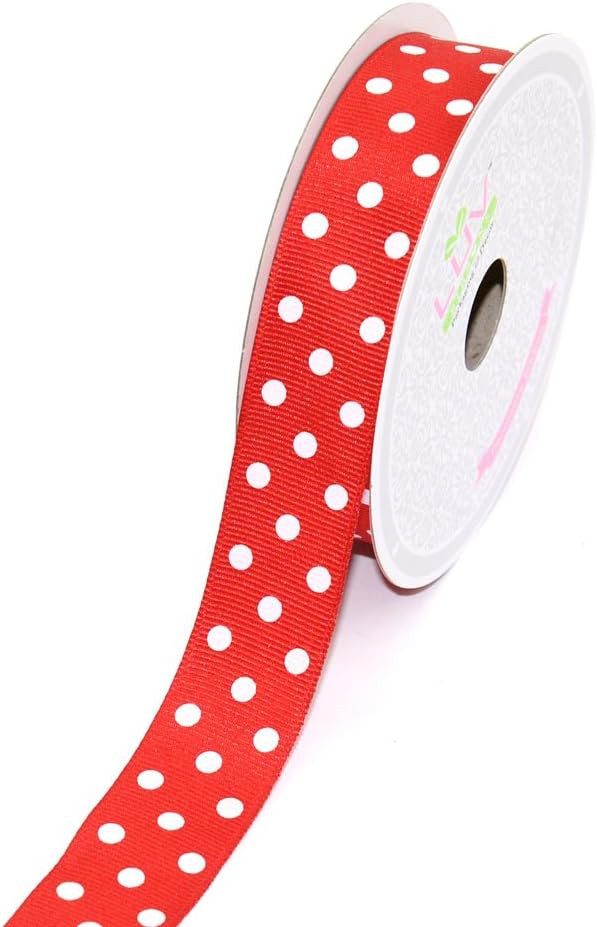 LUV RIBBONS 7/8-Inch Grosgrain White Polkadots Ribbon by Creative Ideas, 10-Yard Red | Amazon (US)