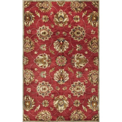 Reidar 5' X 8' Red Hand Tufted Traditional Floral Indoor Area Rug | Wayfair North America