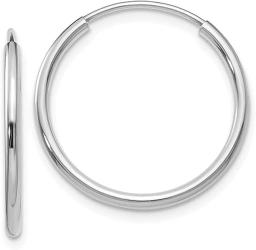 14K White Gold Continuous Endless Hoop Earrings, (1.5mm Tube) | Amazon (US)