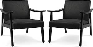 NOBPEINT Modern Accent Arm Chair, Sponge Backrest Solid Hardwood Upholstered PU Leather Lounge Ch... | Amazon (US)