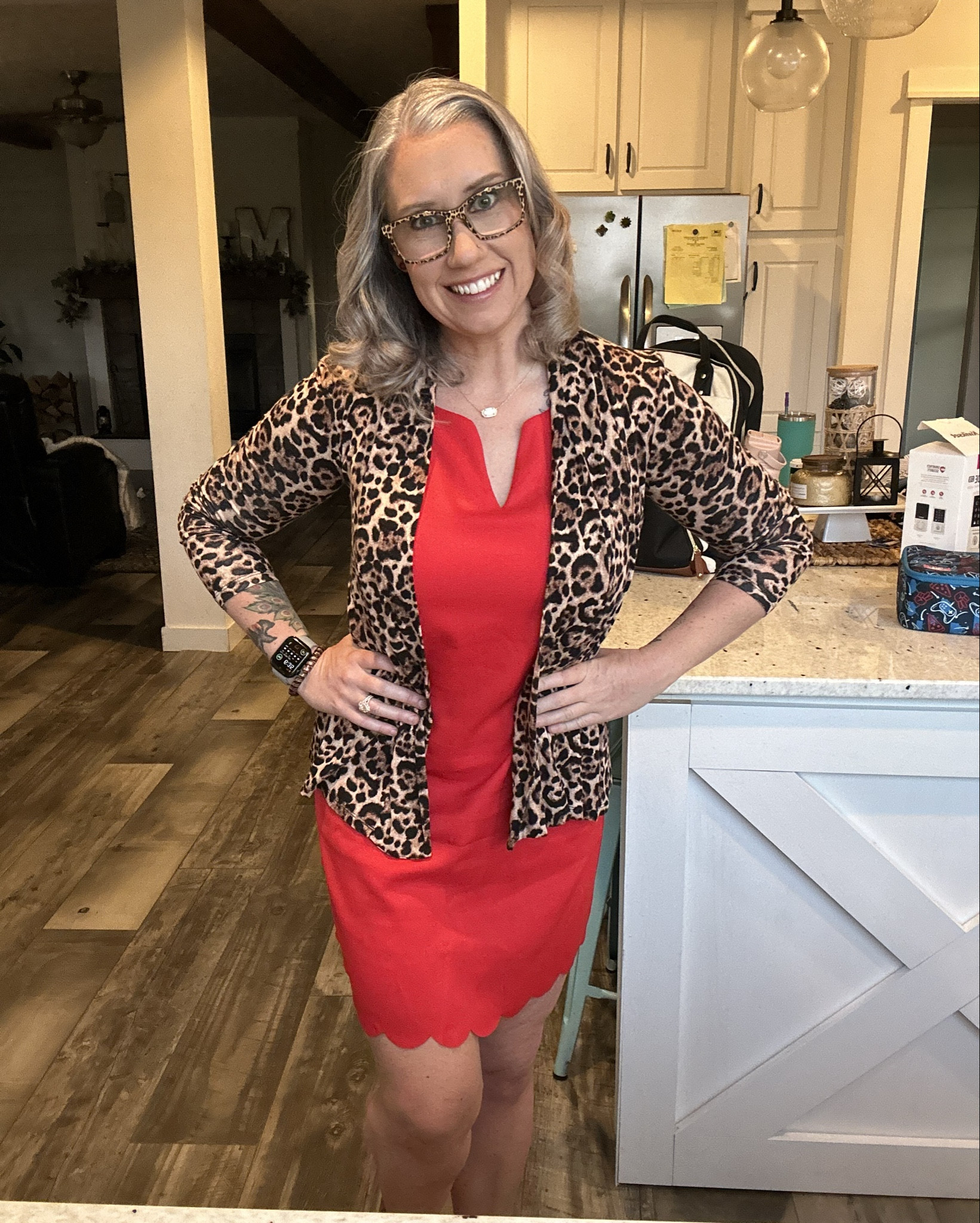 Dress only linked. Dont have a cardigan link.   This dress is paper thin - but looks super cute on.   Have no idea how it’ll wash.   It’s not high quality, but def high cute.  