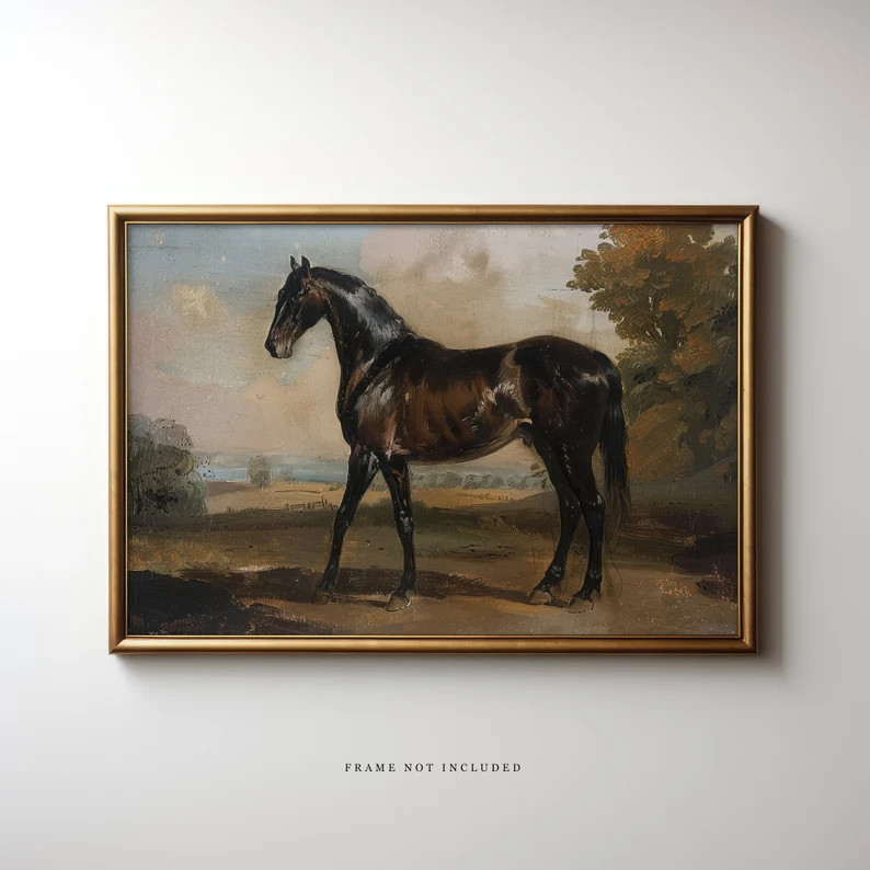 Plank & Pillow Horse Print Equestrian Art Print Vintage Wall Art Large Print Landscape Oil Painti... | Etsy (US)