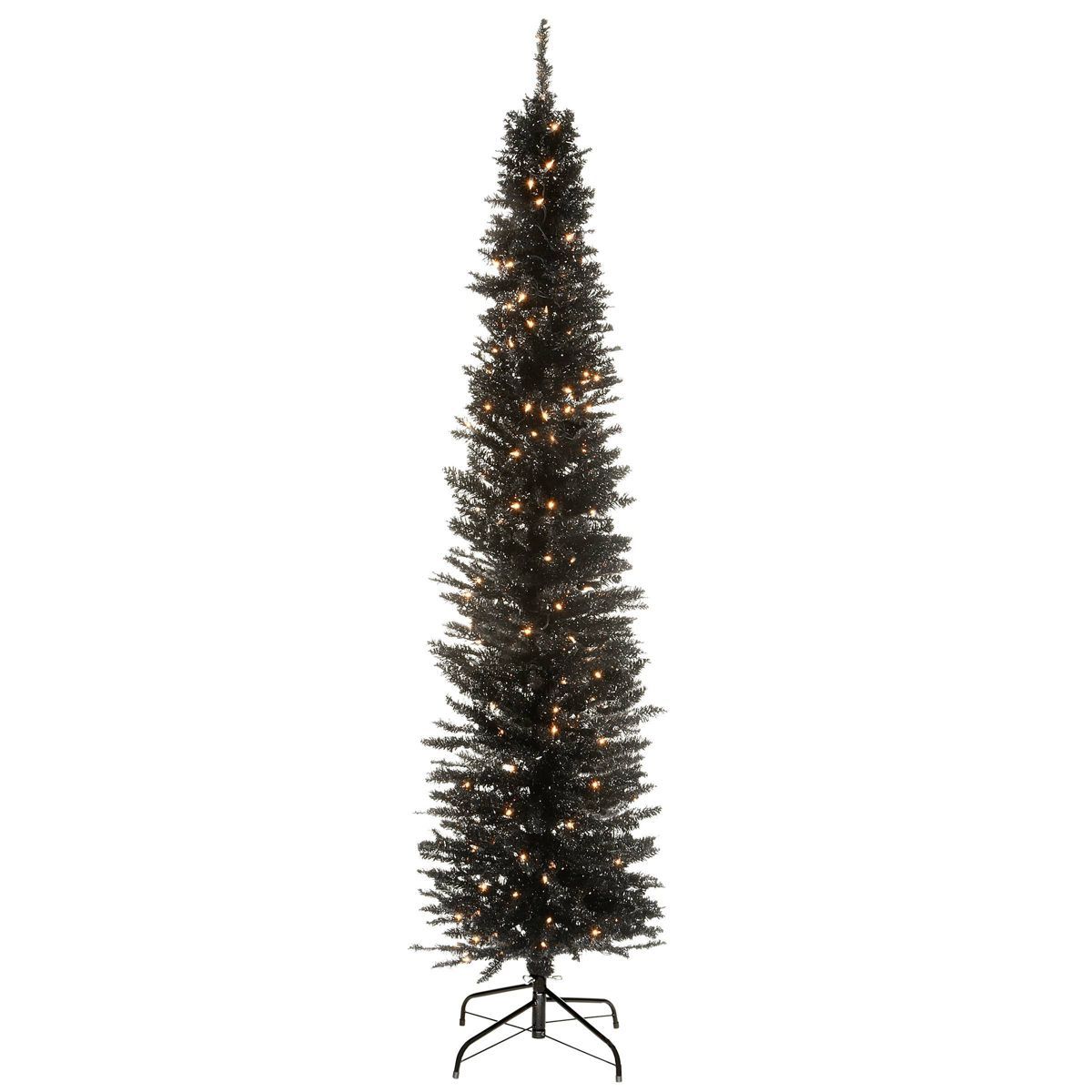 6ft National Christmas Tree Company Black Tinsel Artificial Pencil Christmas Tree 150ct Clear | Target