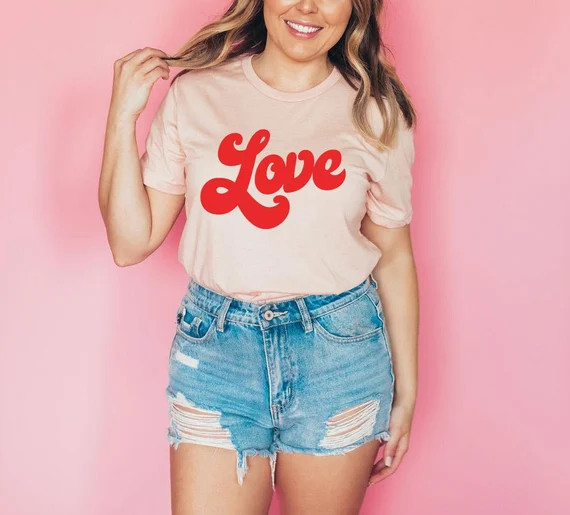 Retro Love Shirt  Valentine's Day Shirt  Cute Love Tee | Etsy | Etsy (US)