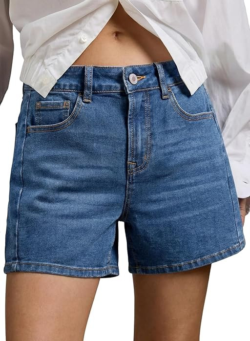 Sidefeel Women's Jean Shorts High Waisted Stretchy Casual Side Seam Denim Shorts | Amazon (US)