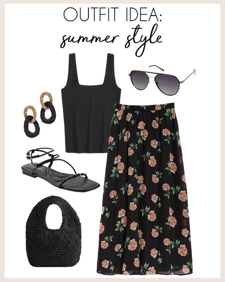 The cutest summer outfit idea! 

#summerstyle

Summer style. Neutral summer outfit idea. Floral maxi skirt for summer. Black tuckable tank top. Black embellished straw tote. Black lace up sandals. Chic summer outfit idea  

#LTKSeasonal #LTKStyleTip #LTKFindsUnder100
