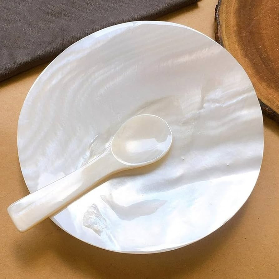 Caviar Plate 03 Pcs Natural Shell Set: Mother of Pearl Plate and Spoon for Caviar, Jewelry, Appet... | Amazon (US)