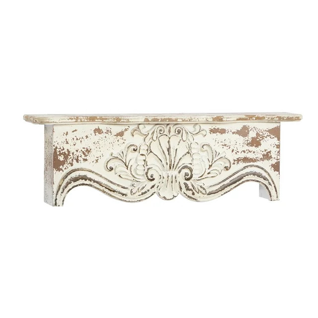 DecMode 28" x 6" 1-Tier Brown Scroll Wall Shelf | Walmart (US)