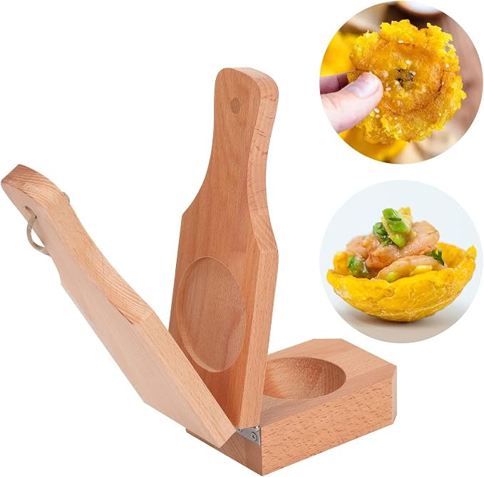 Wood Tostonera Plantain Press Maker Joochi Jumbo Wooden Crispy Green Plantain Chips Tostones Cups... | Amazon (US)