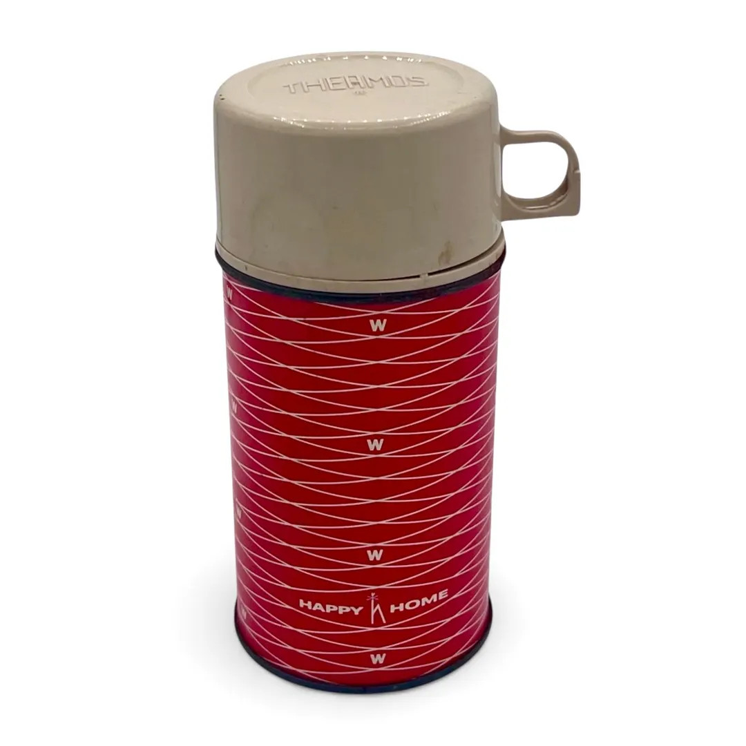 Vintage HAPPY HOME Termos/Rödvitrutig Termos/1970-tal/Vintagedekor/Vintage Matlåda Termos/Nr 28... | Etsy (US)