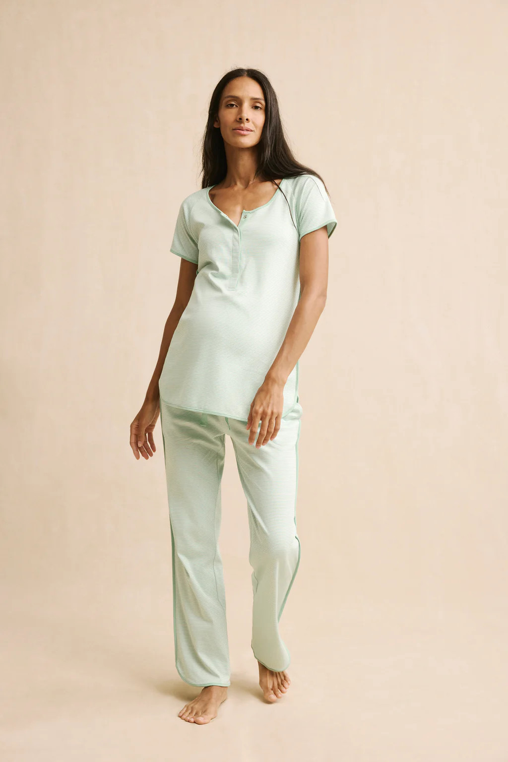 Pima Maternity Short-Long Set in Parisian Green | Lake Pajamas