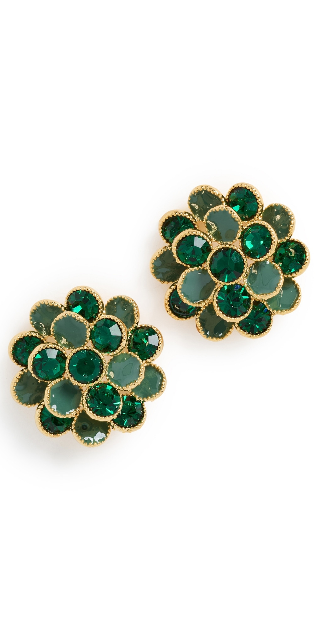 By Adina Eden Colored Beaded Flower Stud Earrings Green One Size | Shopbop