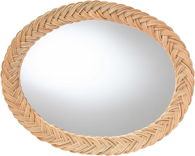 Bali & pari Nara Natural Rattan Wall Mirror – Handwoven Braided Wicker Frame, Coastal Boho Wall... | Amazon (US)