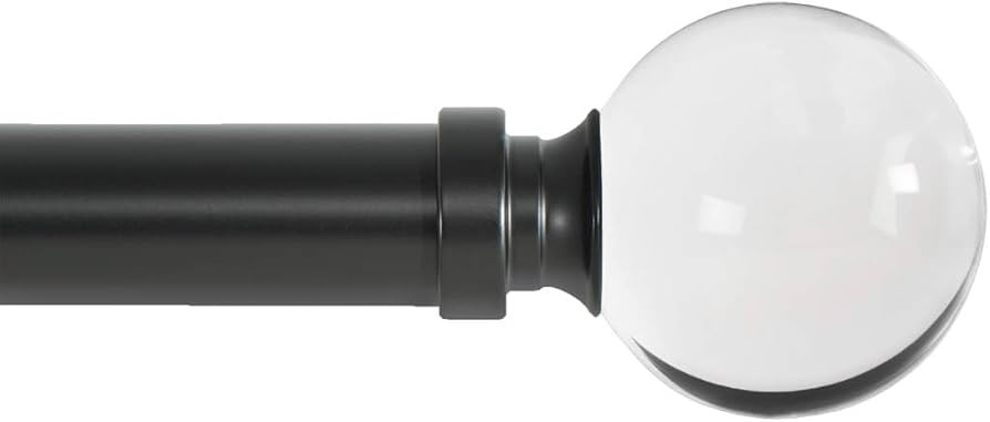 Ivilon Drapery Treatment Window Curtain Rod - Acrylic Ball 1 inch Pole. 72 to 144 Inch. Black | Amazon (US)