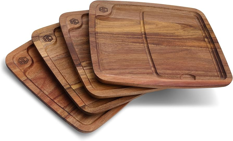 HexClad 4 Pc Bistecca Solid Wood Steak Plate Set | Amazon (US)