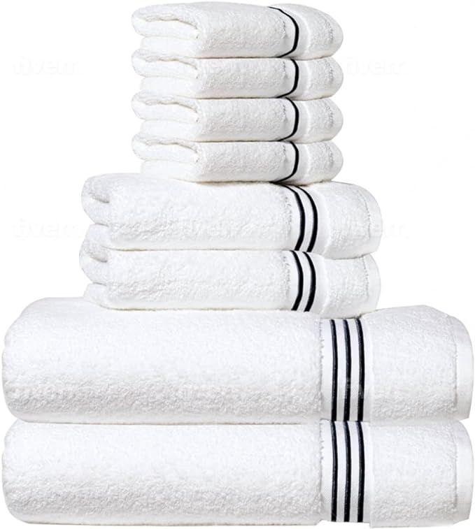 SIMPLI-MAGIC 79509 8-Piece Premium Set, 2 Bath, Hand, 4 Wash Cloths, 100% Ring Spun Cotton Highly... | Amazon (US)