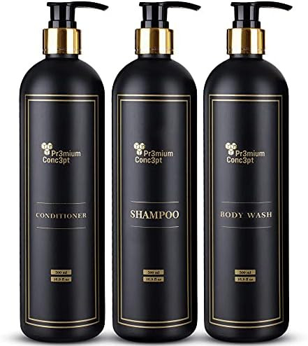Amazon.com: Plastic Pump Bottles For Shower Dispenser, Set of 3 Black 500mL Dispenser Bottles wit... | Amazon (US)