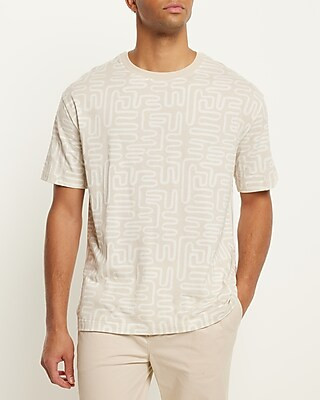 Relaxed Geo Print Pima Cotton Crew Neck T-Shirt | Express