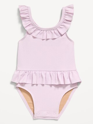 Textured Ruffle-Trim One-Piece Swimsuit for Baby | Old Navy (CA)