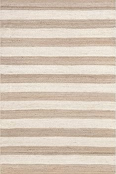 nuLOOM Alisia Flatweave Striped Jute Area Rug, 3' x 5', Off-White | Amazon (US)