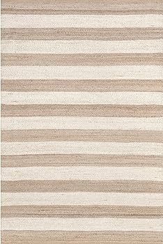 nuLOOM Alisia Flatweave Striped Jute Area Rug, 3' x 5', Off-White | Amazon (US)