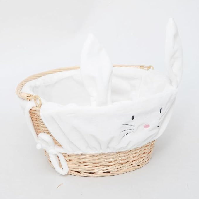 Easter Bunny Basket, Handwoven Wicker Easter Basket with Detachable Liner and Handle, Cute Rabbit... | Amazon (US)