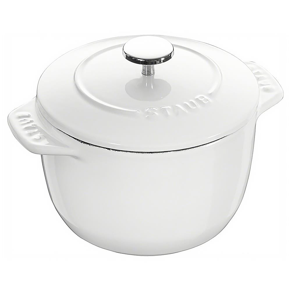 Staub White 1.6 Quart Cast Iron Rice Cocotte Pot | Kathy Kuo Home