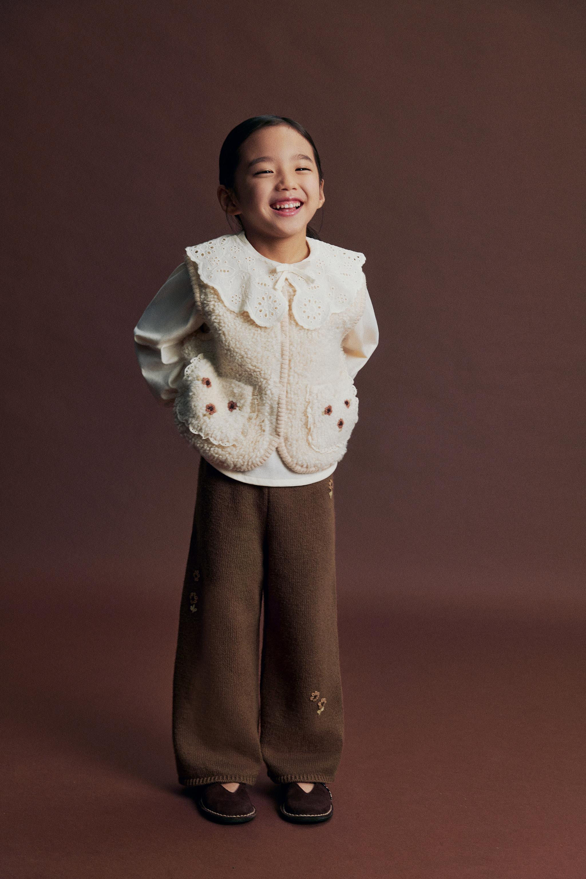 EMBROIDERED FLORAL SHERPA KNIT VEST | Zara US