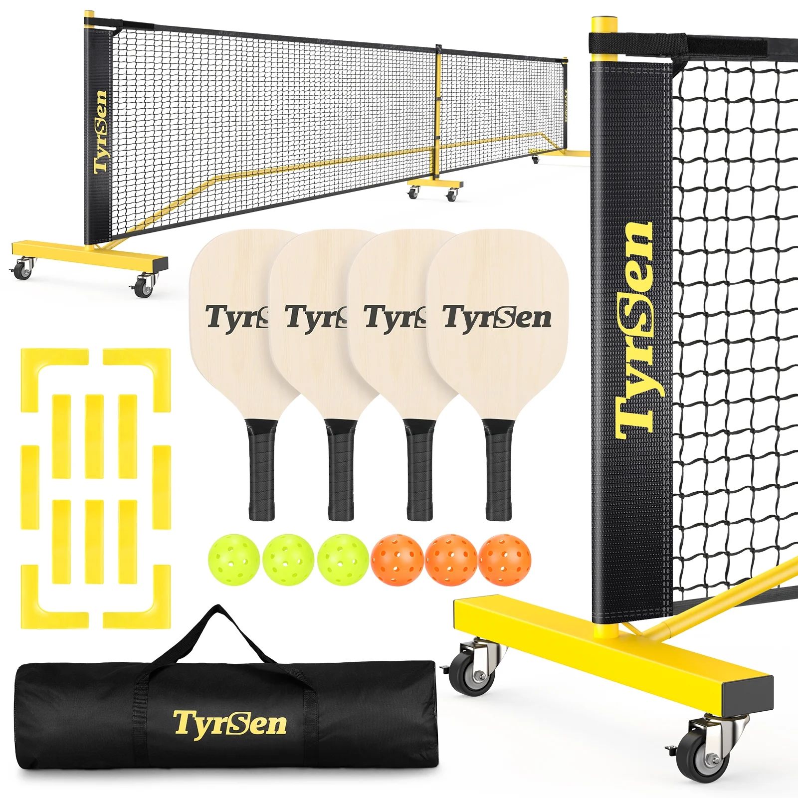 TYRSEN 22 ft Portable Pickleball Net Set with Carrying Bag – Weather Resistant Metal Frame, Eas... | Walmart (US)