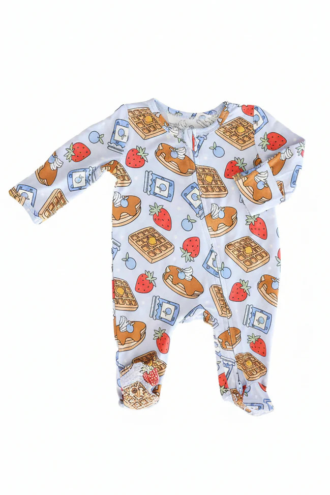 Sweet Stacks Zipper Footie | Blue | Caden Lane