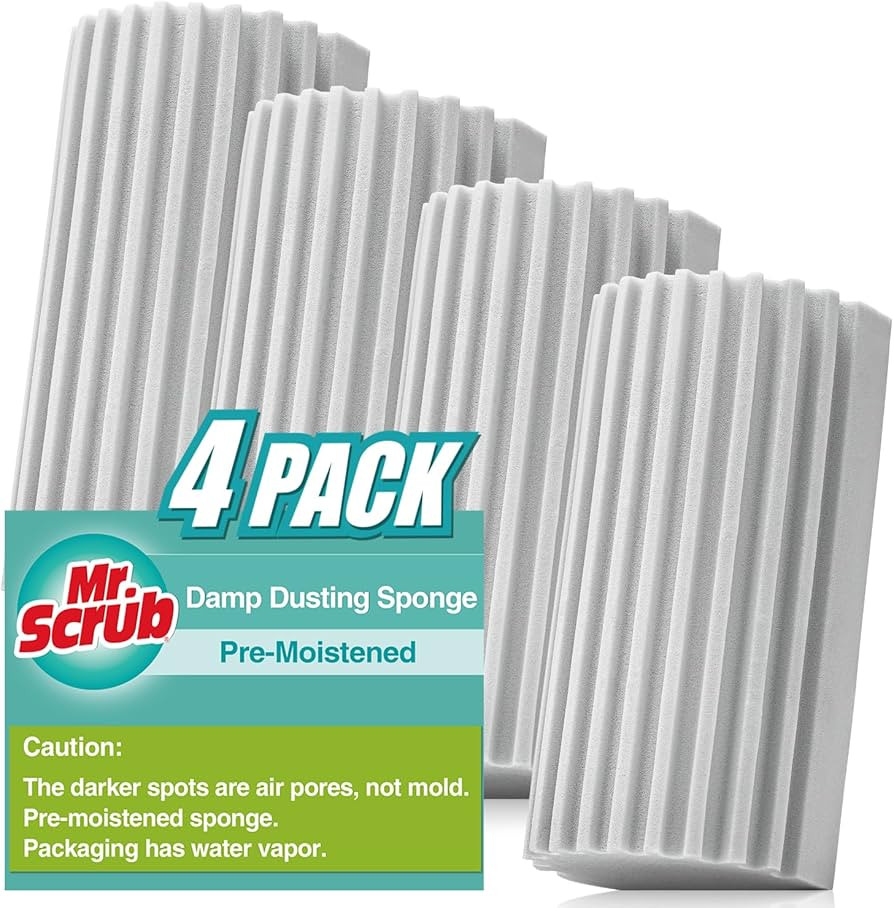 4 Pack Damp Dusting Sponge Duster, Grey Dust Cleaning Sponge, Reusable Household Cleaning Sponge ... | Amazon (US)