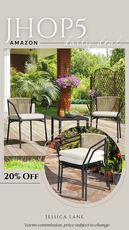 Amazon daily deal, save 20% on this three-piece outdoor conversation set from Yita home. Conversation set, outdoor chairs and table set, outdoor patio set, front porch furniture, balcony furniture, Amazon home, YitaHome patio furniture, outdoor living

#LTKSaleAlert #LTKSeasonal #LTKHome