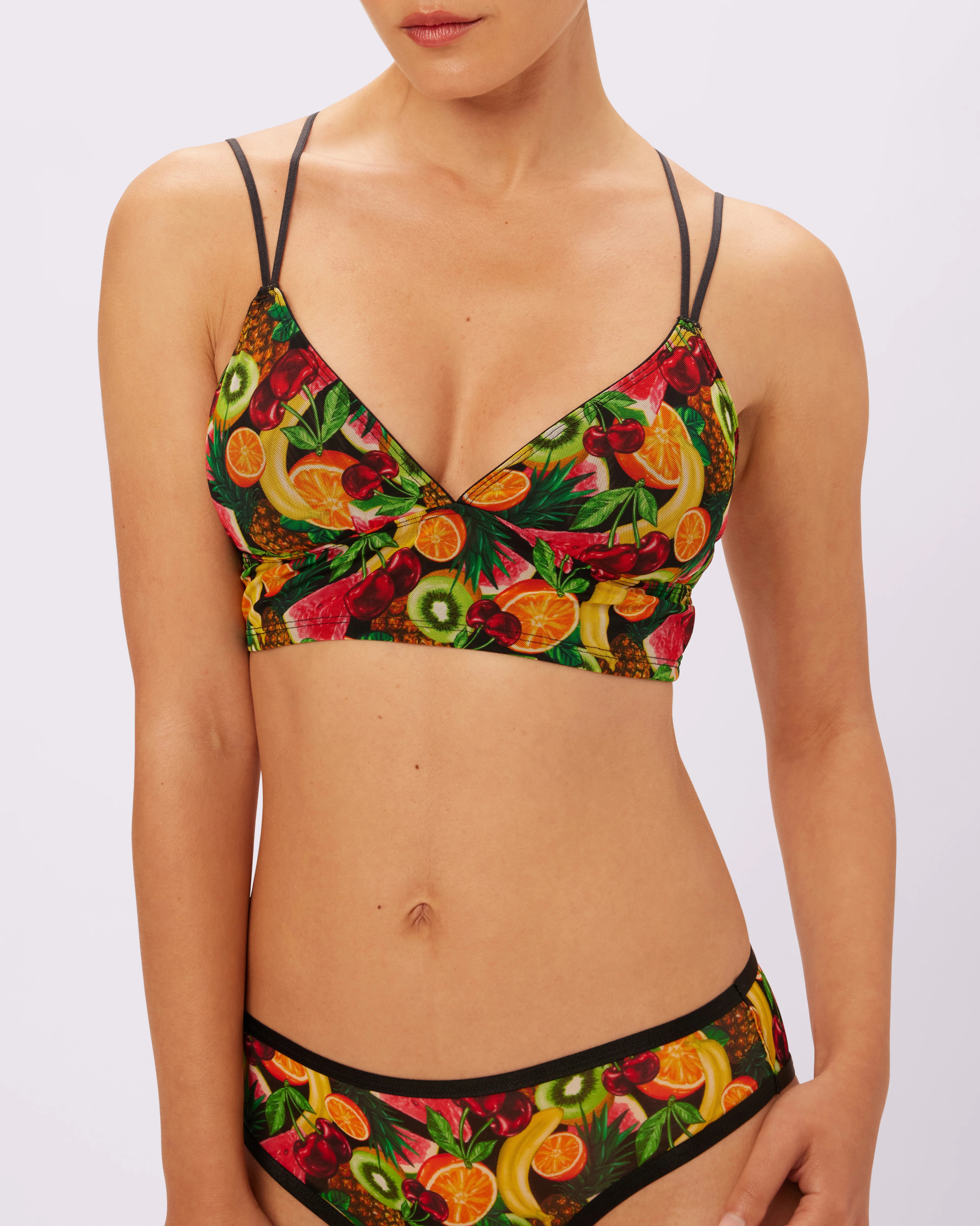 Strappy Longline Bralette | Silky Mesh (Sangria) | Parade